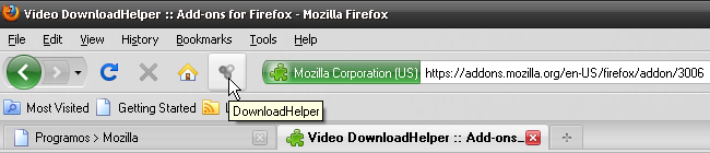 Appeared Download Helper button.
